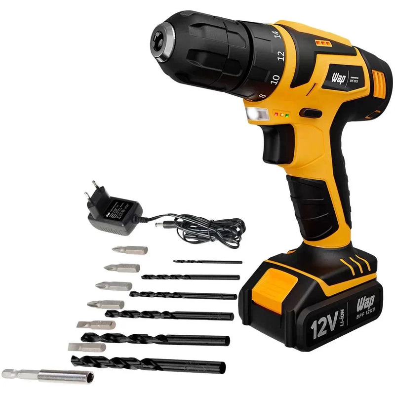 Parafusadeira e Furadeira à Bateria WAP BPF 12K3 12V Bivolt