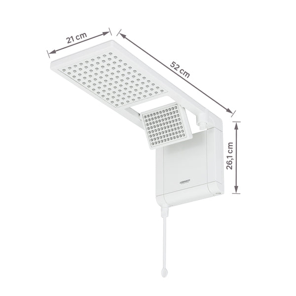 Chuveiro Elétrico Eletrônico Lorenzetti Acqua Duo Ultra 6800W 220V Branco Quadrado
