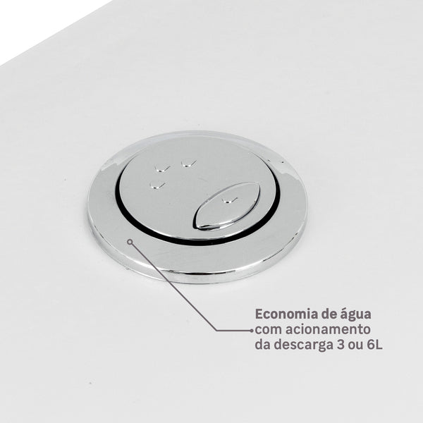 Vaso Sanitário com Caixa Acoplada e Assento Branco Duplo Acionamento 3/6L Saída Vertical Mariana Icasa