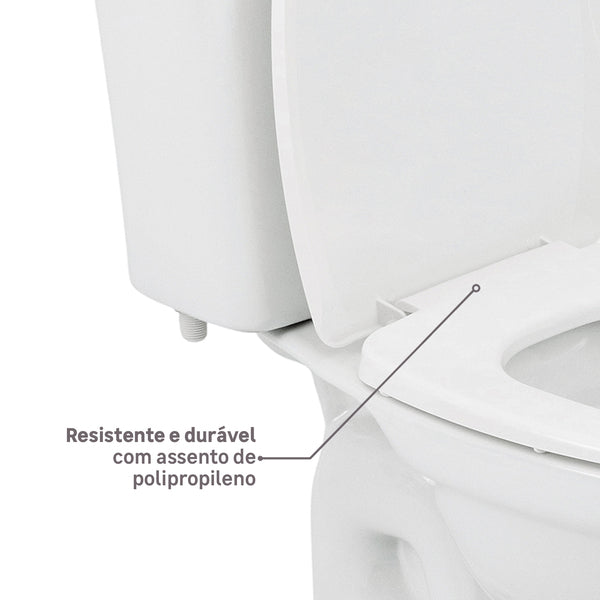 Vaso Sanitário com Caixa Acoplada e Assento Branco Duplo Acionamento 3/6L Saída Vertical Mariana Icasa