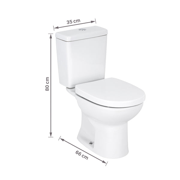 Vaso Sanitário Roca Round Branco com Caixa Acoplada 3/6L Saída Vertical